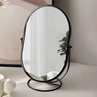 Adjustable Angle Oval Tabletop Mirror Mirror with Stand