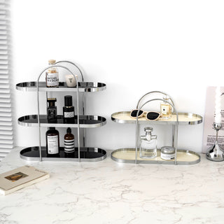 Silver Arch Frame Oval Three-Tier Storage Rack  Perfume Storage