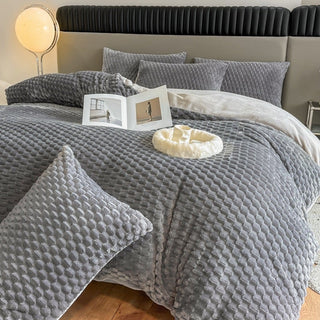 3D Pattern Soft Flannel Duvet Cover Set  Bed Cover Bedding Cover