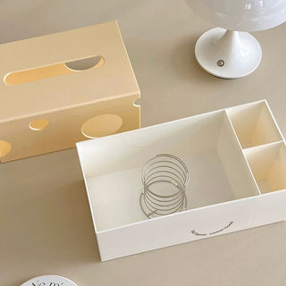 Cheese motif multi-functional tissue case   also suitable for storing remote controls and small items.