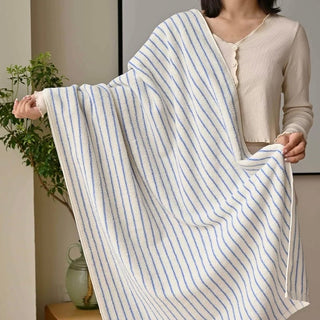 Simple Pin Stripe Color Bath Towel     100% Combed Cotton  Absorbent  Large Size Towel Blanket