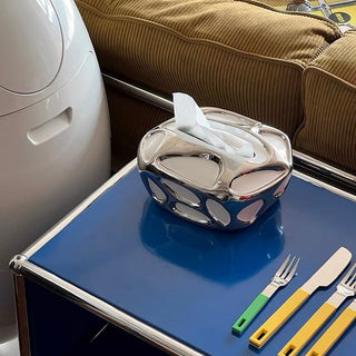 Ceramic Metallic Silver White Tissue Case