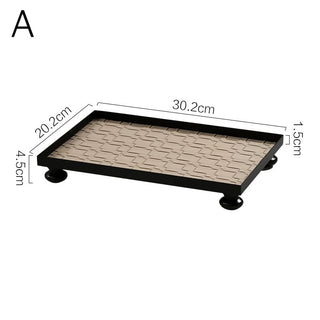 Legged Iron Frame Woven Leather Rectangular Tray