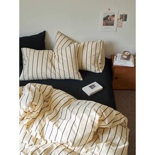 Ivory Black Stripe Duvet Cover Set