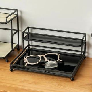 Black Iron Frame Acrylic Two-Tier Storage Rack   in  and 2 Sizes