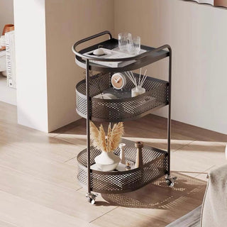 Caster-equipped Arch Three-Tier Storage Wagon  Side Table