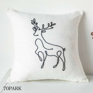 Motif Line Drawing Embroidery Simple Cushion Cover  6 Types