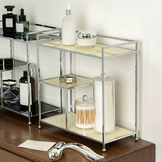 Silver Frame Multi-Tier Storage Display Rack  Monotone Perfume Storage