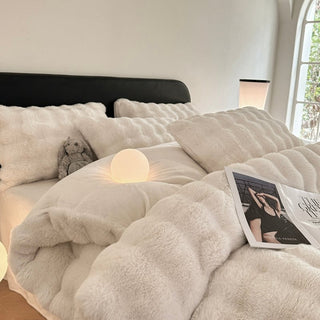 White Fluffy and Soft Duvet Cover Set  Bed Cover Bedding Cover