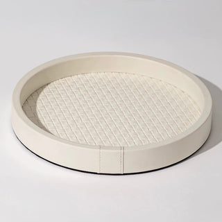 Round Braided Leather Accessory Tray  Storage