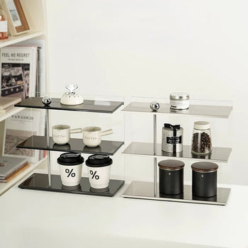 Clear Acrylic Stainless Steel Three-Tier Storage Display Rack   Cosmetic Storage Mug Rack