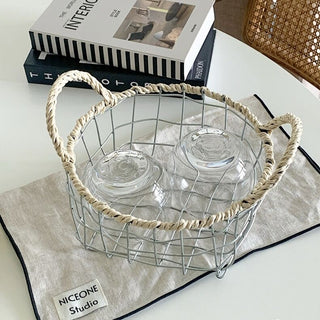 Handled Iron Mini Basket Storage Basket