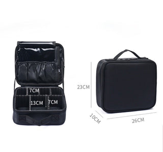 Mirror-equipped Simple Makeup Box Large Capacity Cosmetic Storage Pouch Black Travel Pouch