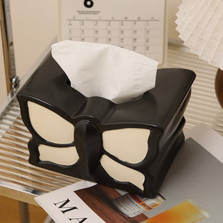 Butterfly motif monochrome ceramic tissue case