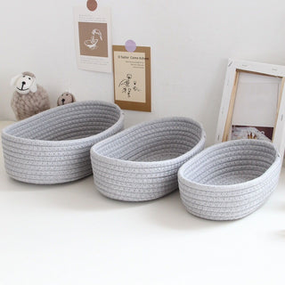 Rope braided storage baskets piece set