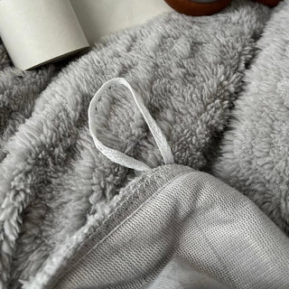 Gray Thick Milk Fleece Winter Duvet Cover Set