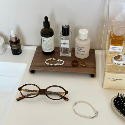 Simple Wood Accessory Tray Plate Brown