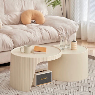 Ivory Round Side Table Nesting Table Storage