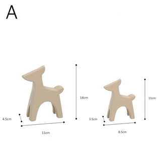 Deer motif wooden object set of 2  dog