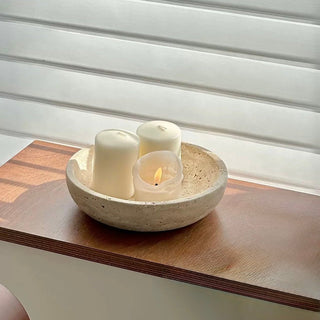 Travertine Round Natural Tray Natural Marble