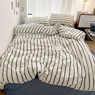 Blue Double Stripe Duvet Cover Set