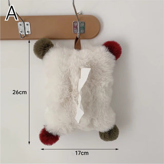 PomPom Faux Fur Tissue Case   Hanging Cover