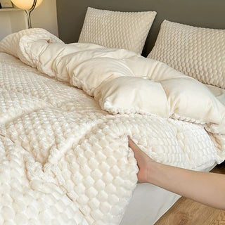 3D Pattern Soft Flannel Duvet Cover Set  Bed Cover Bedding Cover