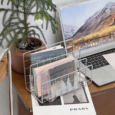 Stainless steel wire magazine rack storage book stand