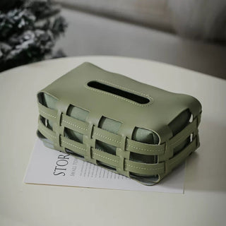 Open Braided Faux Leather Tissue Case