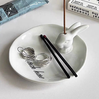 Rabbit motif incense holder tray incense stand
