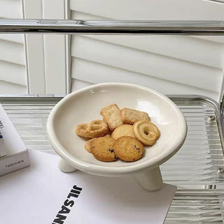 Footed Ceramic Round Tray  Plate
