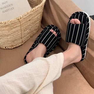 Striped Open Toe Soft Room Shoes  Indoor Slippers