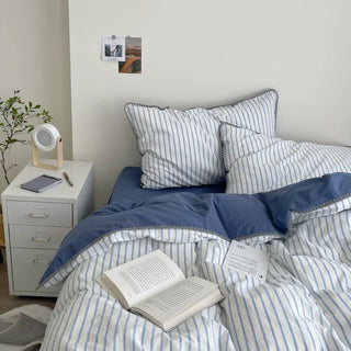Stitch Color Stripe Cotton Duvet Cover Set
