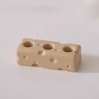 Cheese motif ceramic toothbrush stand