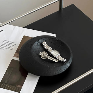 Disc-shaped ceramic accessory trayin  small item tray