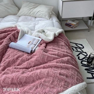 Cable pattern colored fleece blanket