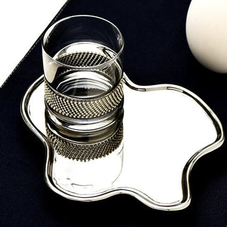 Silver color ceramic footed wave tray