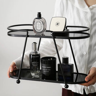 Silver Frame Oval Two-Tier Display Rack  Storage