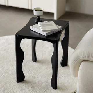 Black Wave Leg Square Compact Side Table