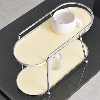 Silver Frame Oval Two-Tier Storage Rack