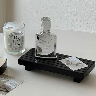 Legged Black Wood Rectangular Tray Small Item Holder Accessory Tray