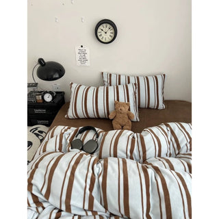 Blue Brown Multi Stripe Winter Duvet Cover Set