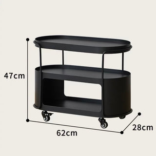 Castered Oval Iron Open Storage Side Table