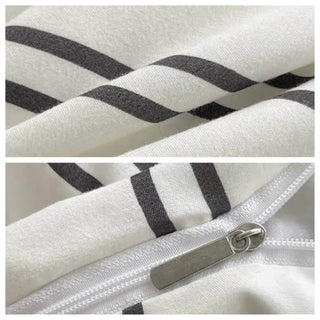 Gray Double Stripe Duvet Cover Set