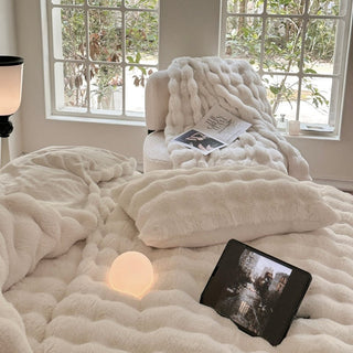 White Fluffy and Soft Duvet Cover Set  Bed Cover Bedding Cover