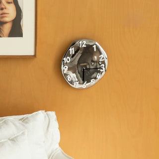 Silver Ceramic 3D Dial Round Clock  Wall Clock