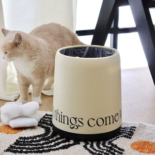 Two-tone lettering dustbin trash can