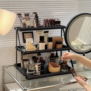 Three-tiered Perfume & Cosmetics Display Iron Storage Open Rack