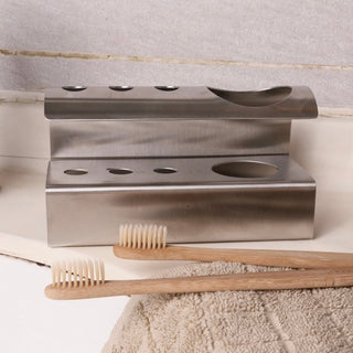 Stainless steel silver simple toothbrush stand