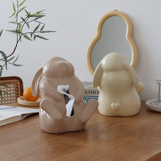 Rabbit Motif Ceramic Tissue Case